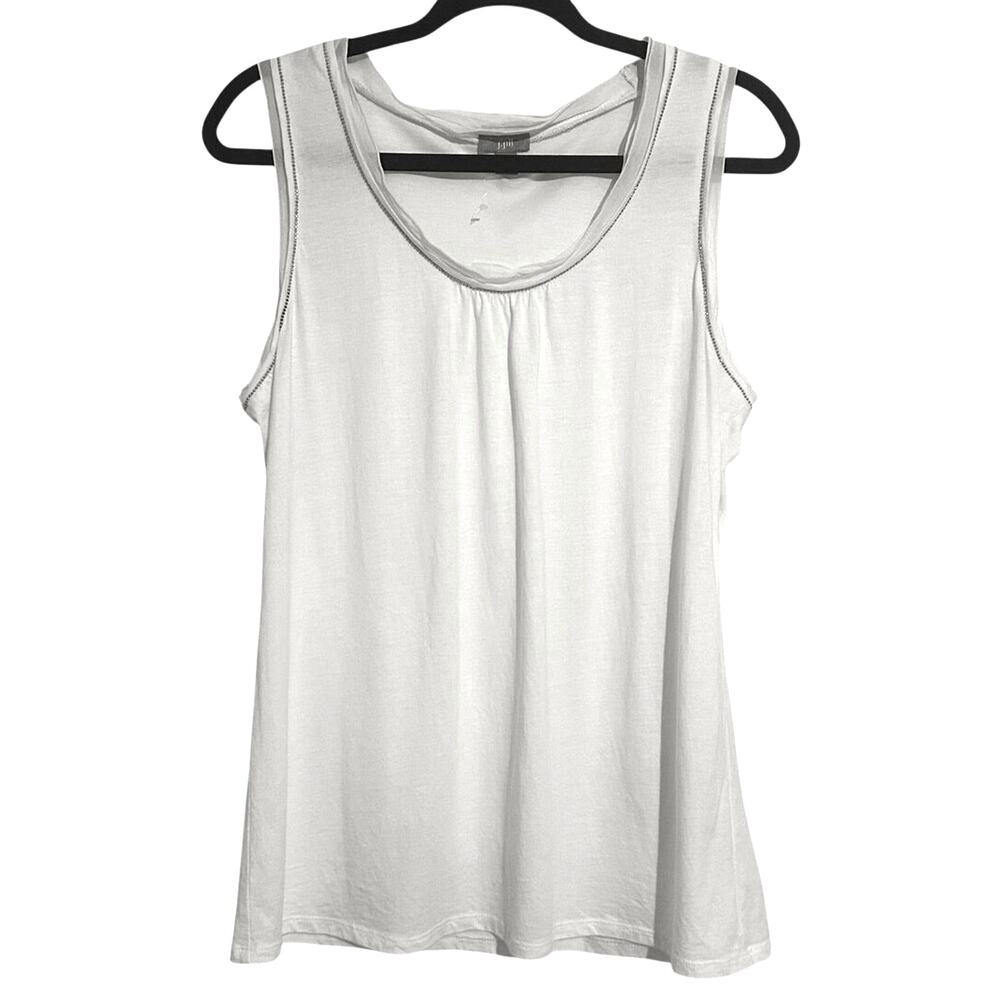 NWOT J.Jill Beaded Silk Trim Sleeveless Tank Top M Cream Feminine Fairy Career